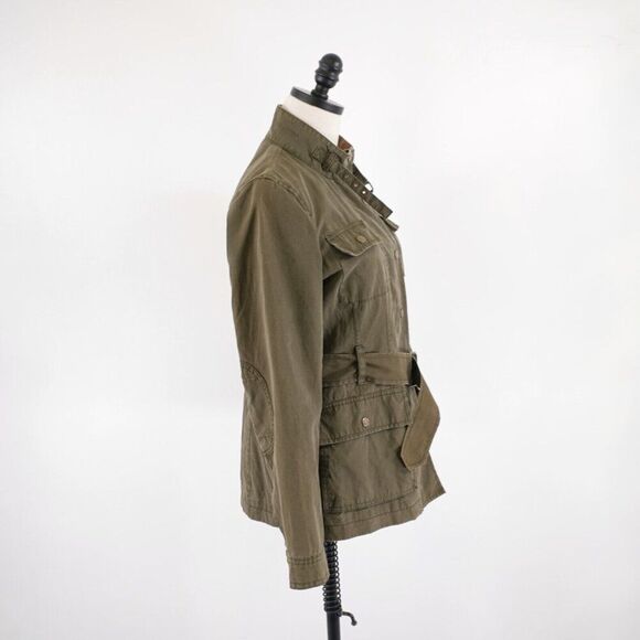 Banana Republic Green Small Polyester Pocket Mock Neck Belted Jacket Lined - Picture 12 of 16